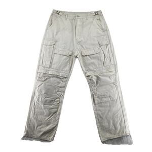 MNML Beige Tactical Cargo Pants Multi-Pocket Utility Streetwear Size 36